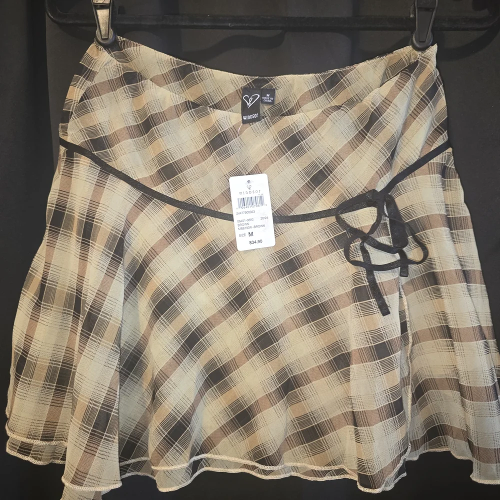 Windsor Beige and Brown Plaid Skater Skirt